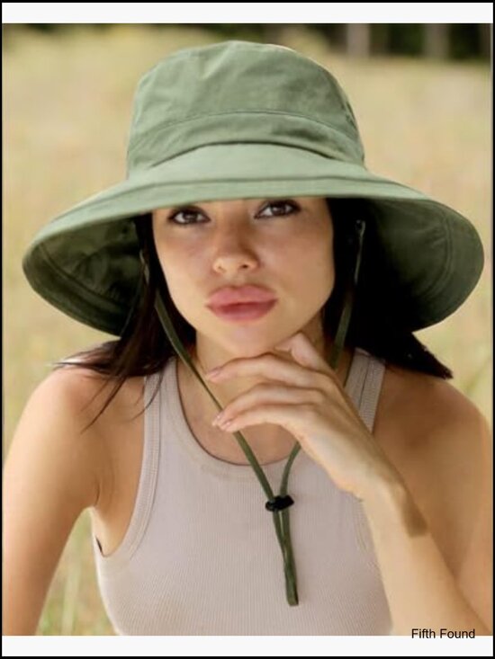 Wide Brim Sun Hat with Ponytail Hole, Foldable, Adjustable, Cotton main image 6